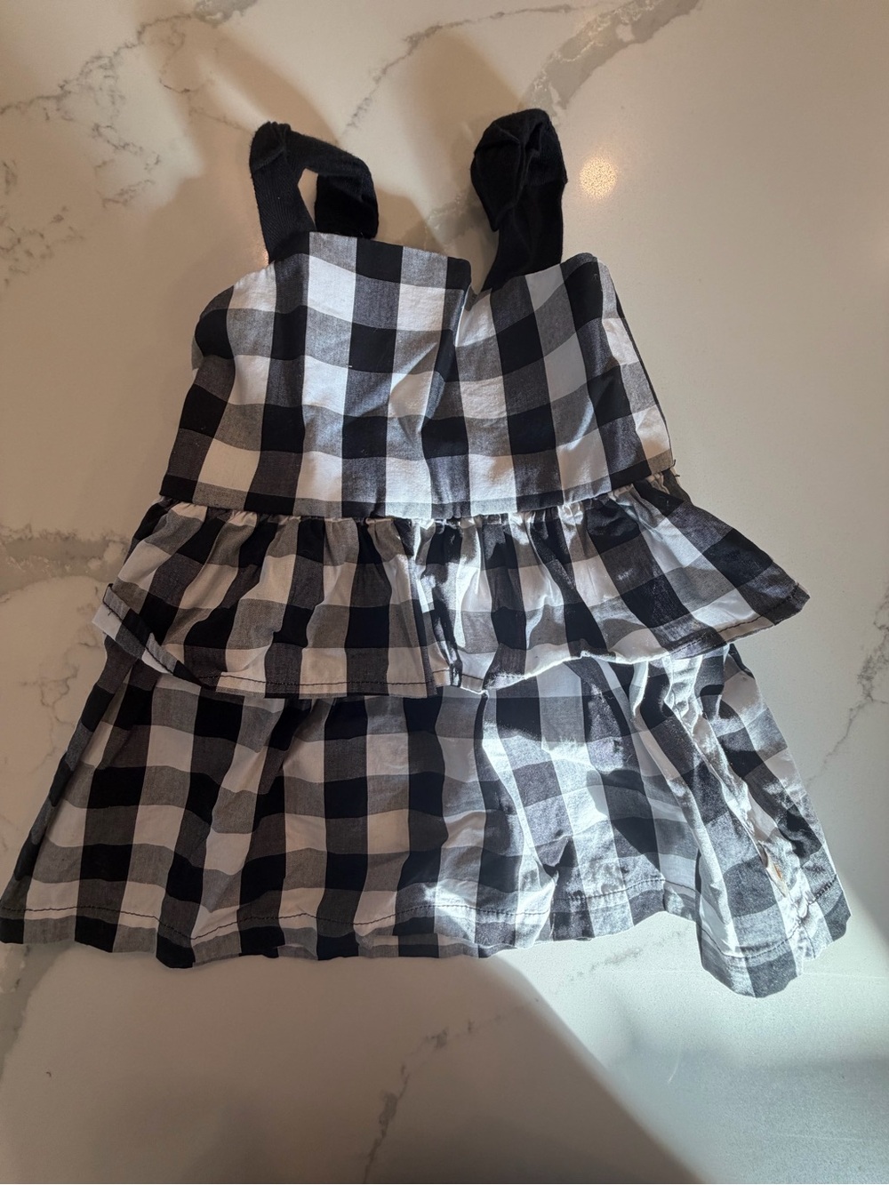 Kate Spade New York Toddler Black & White Gingham Tiered Dress - Size 18M